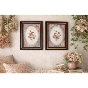 Framed Floral Botanical Art Print Set of 2 Portrait Cottage Core